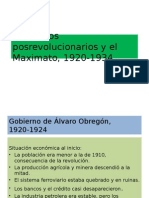 Gobiernos Posrevolucionarios y El Maximato, 1920-1934