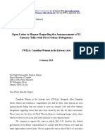 Open Letter to Harper Regarding the Announcement of 11 January Talks with First Nations Delegations