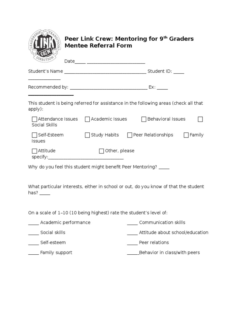 PLC Mentee Referral Form | PDF