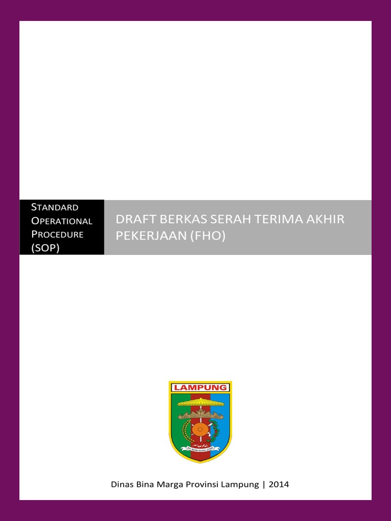 Sop Final Handover proyek konstruksi jalan