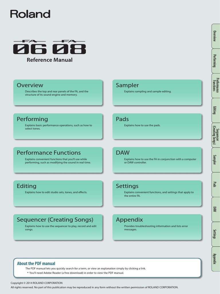 Roland FA-06/08 Reference Manual | Synthesizer | Mp3