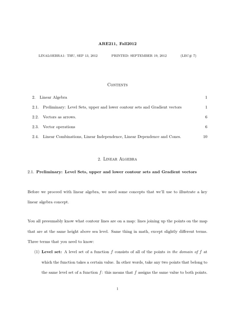 Understanding Upper and Lower Contour Sets | PDF | Vector Space ...