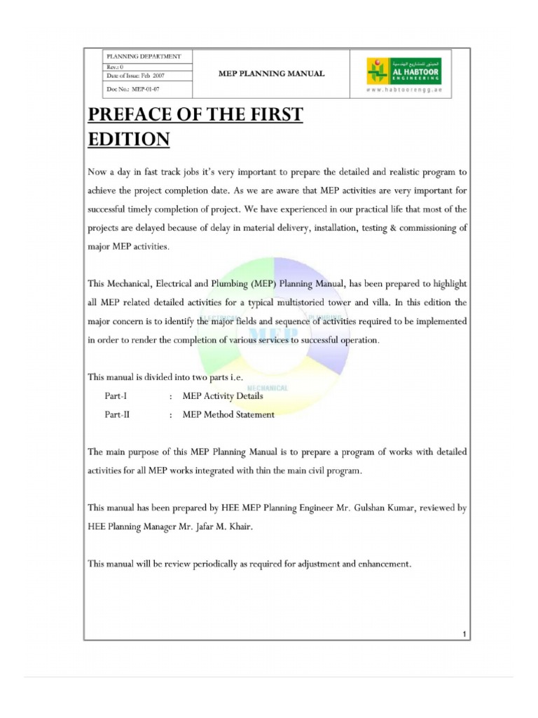 Summary of MEP Planning Manual | PDF