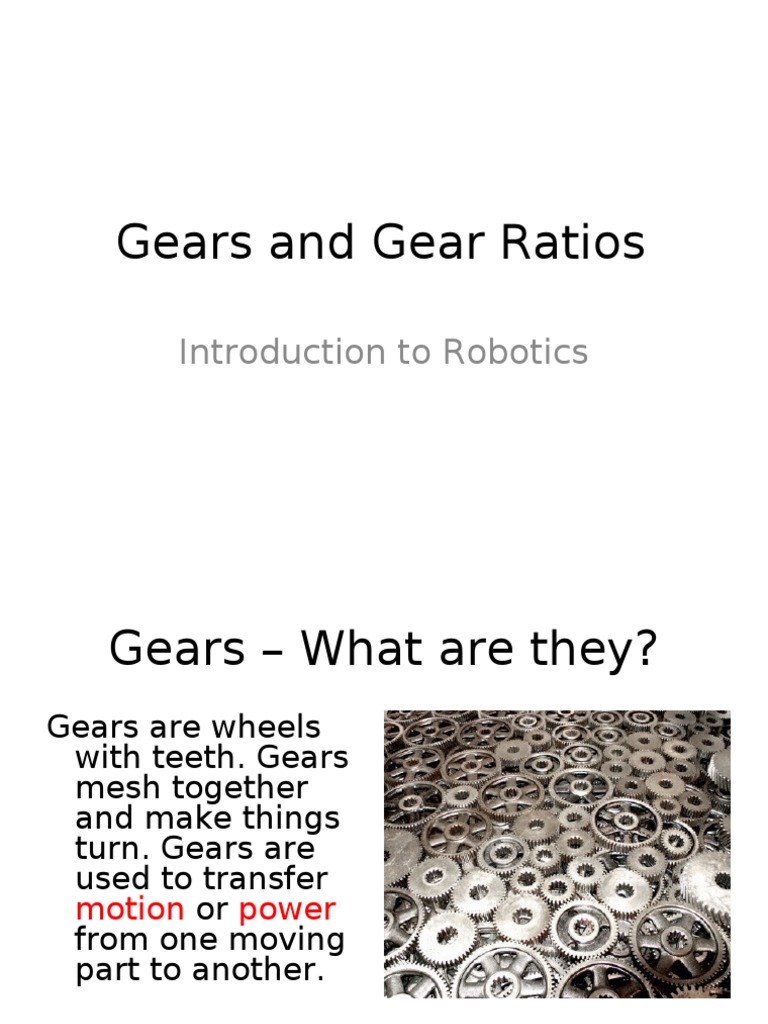 Robotics Gears and Gear Ratios PDF Gear Manufactured Goods