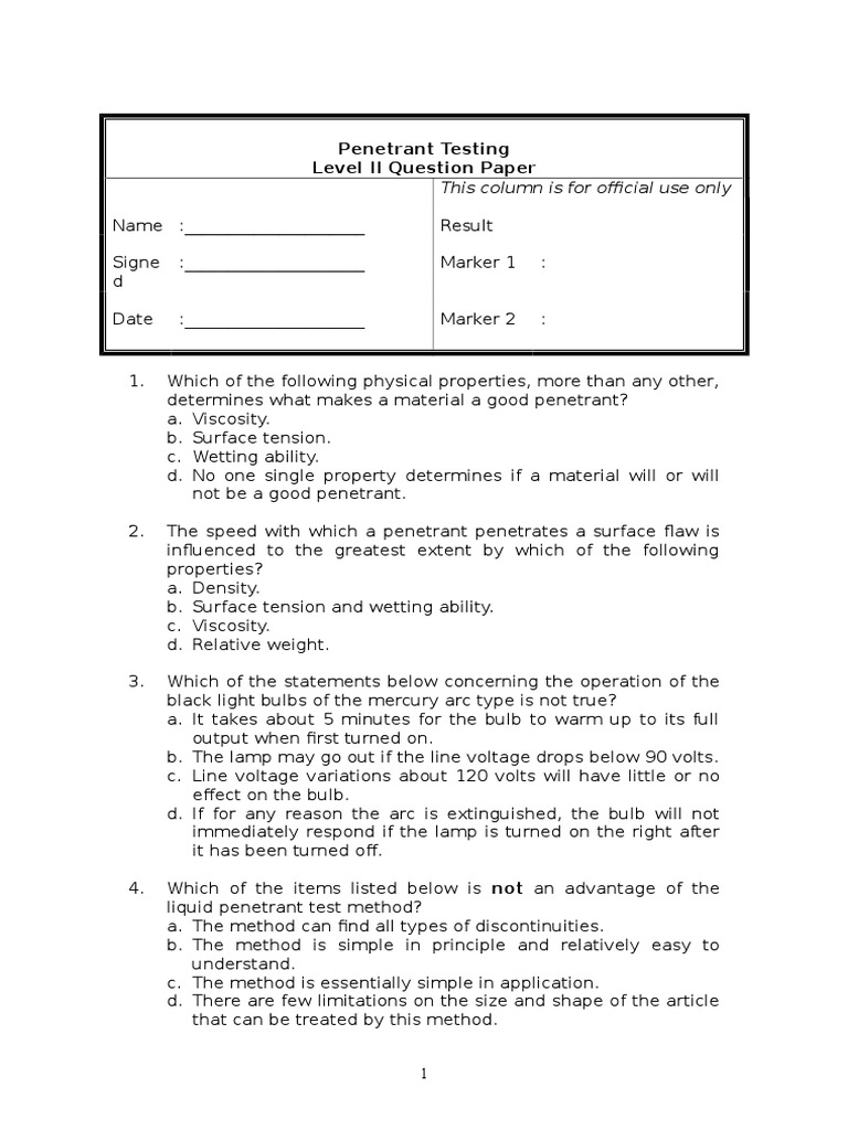 Level II Question Paper | PDF | Casting (Metalworking) | Industrial ...