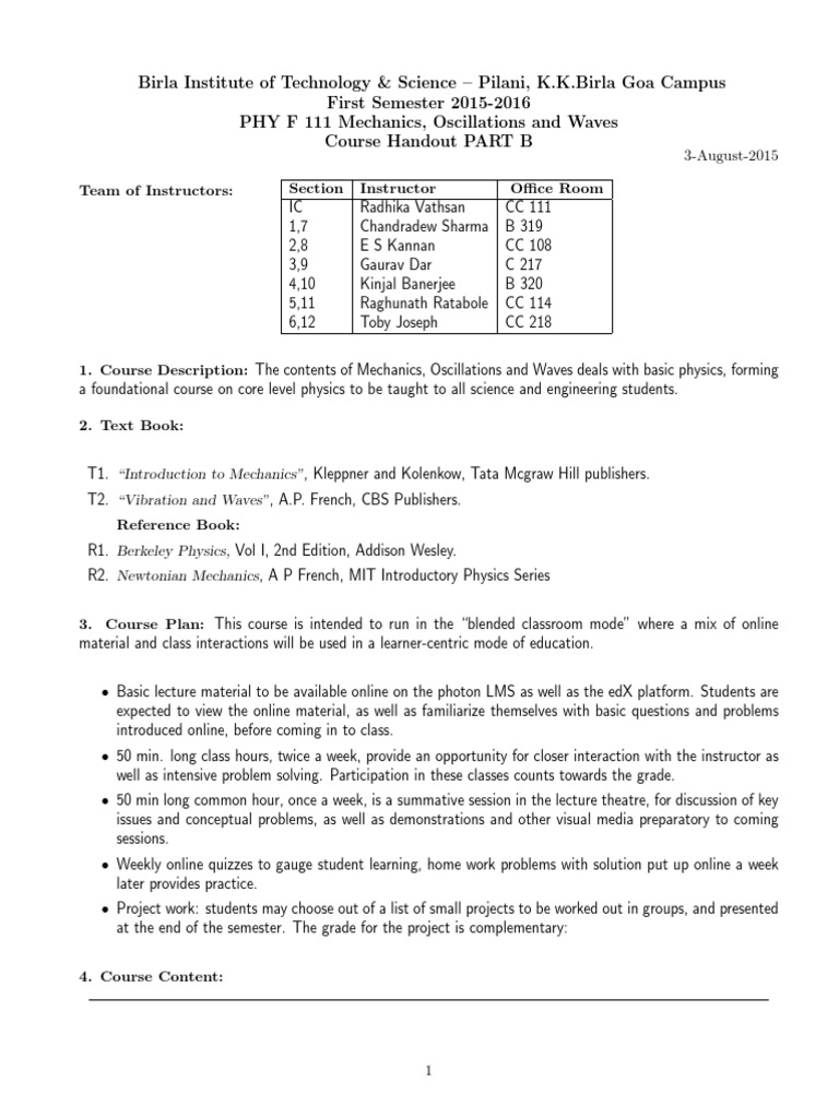 Course Content On Engineering Physics | PDF | Rotation Around A Fixed ...