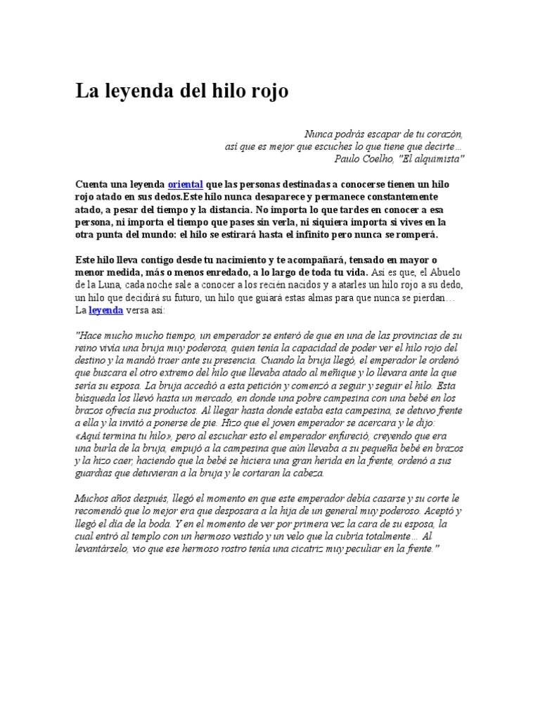 El Hilo Rojo Del Destino Cuento Pdf