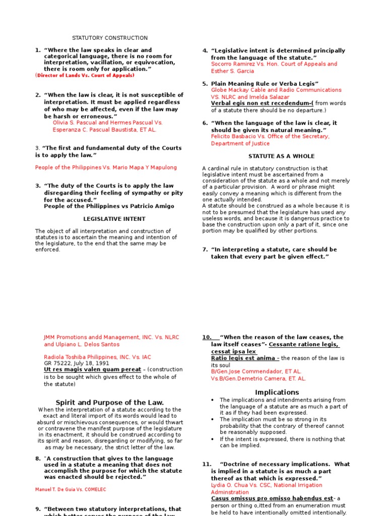 Statutory Construction Principles | PDF | Statutory Interpretation ...