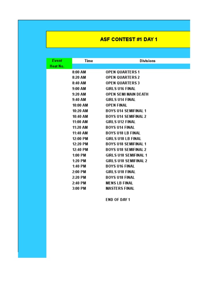 Contest 1 2016 Schedule | PDF