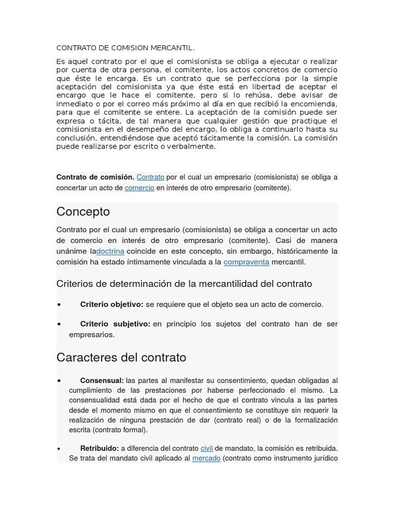 Contrato de Comision Mercantil Salario Mecenazgo