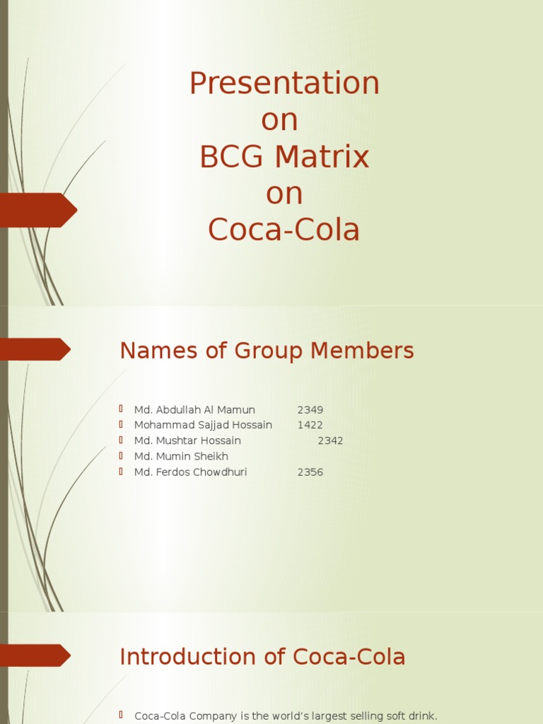 Coca-Cola BCG Matrix Analysis 2025 | PDF | Marketing | Business Economics