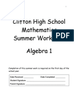 Algebra 1 Summer Packet - Use This One