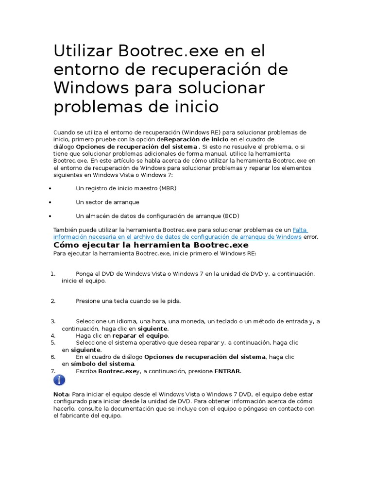 Utilizar Bootrec | PDF | Ingeniería Informática | Software del sistema