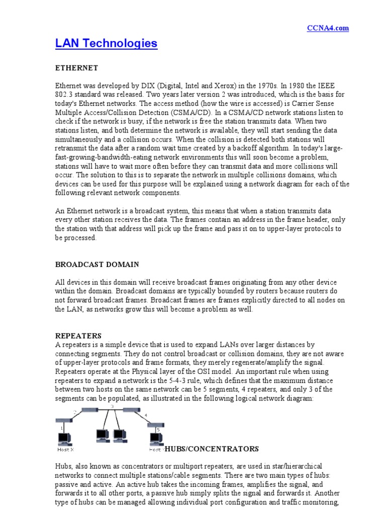Overview of LAN Technologies | PDF | Computer Network | Network Switch