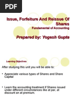 Issue and Forfeiture and Reissued of Shares