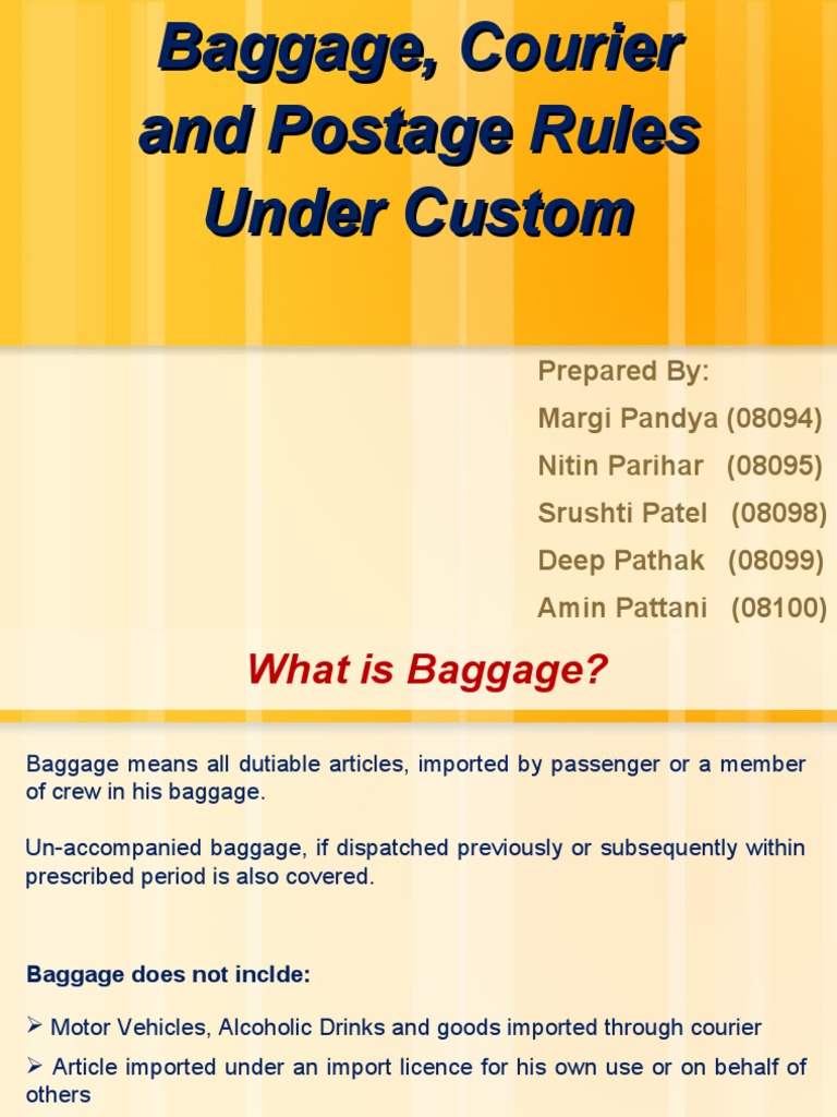 Baggage, Postage and Courier Under Custom Act PDF Customs Mail