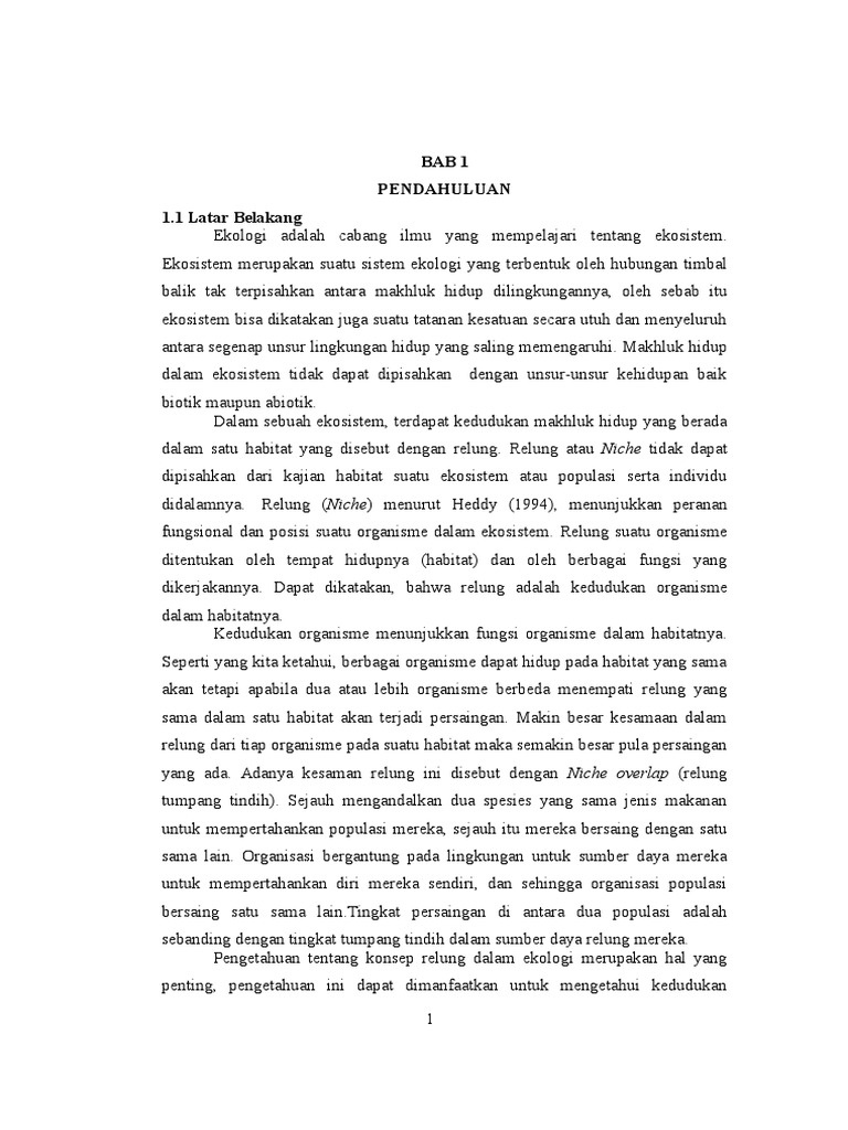 Persaingan dalam Relung Ekologi | PDF