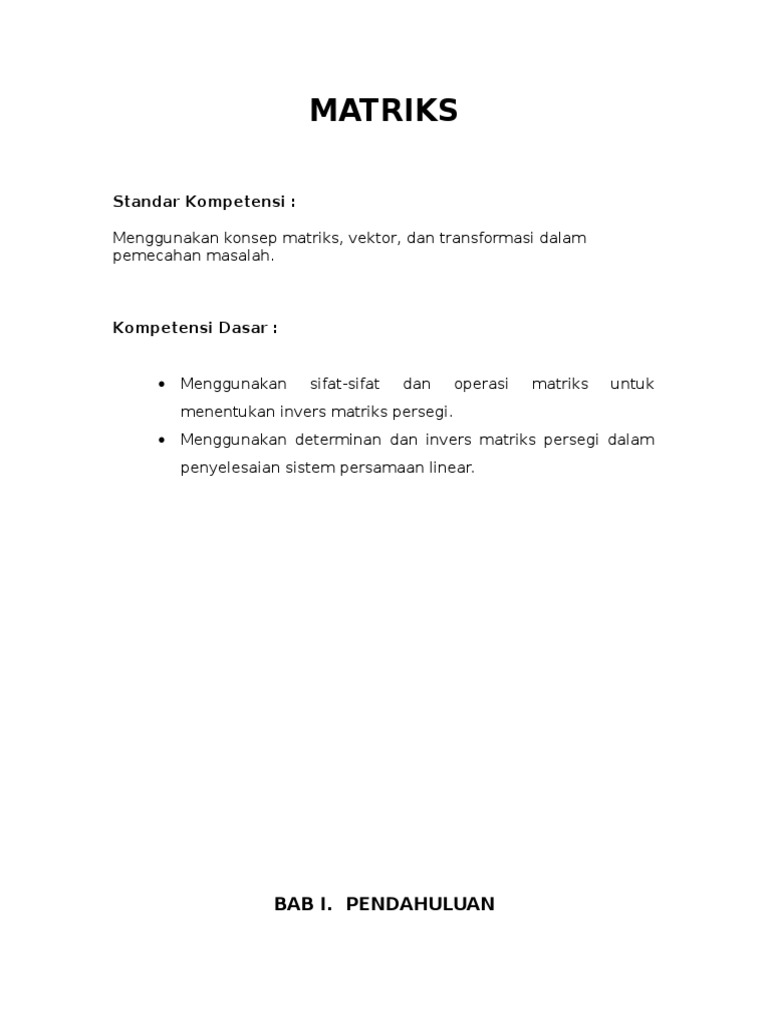 Matriks | PDF | Metode & Bahan Ajar
