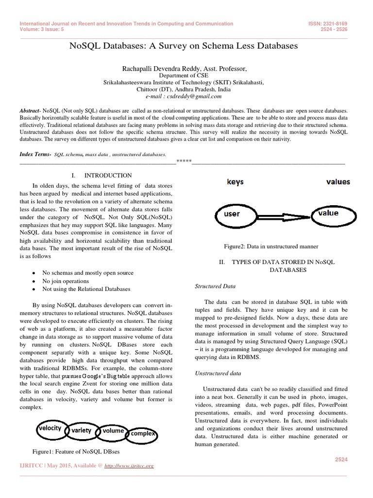 NoSQL Databases A Survey On Schema Less Databases | PDF | No Sql ...