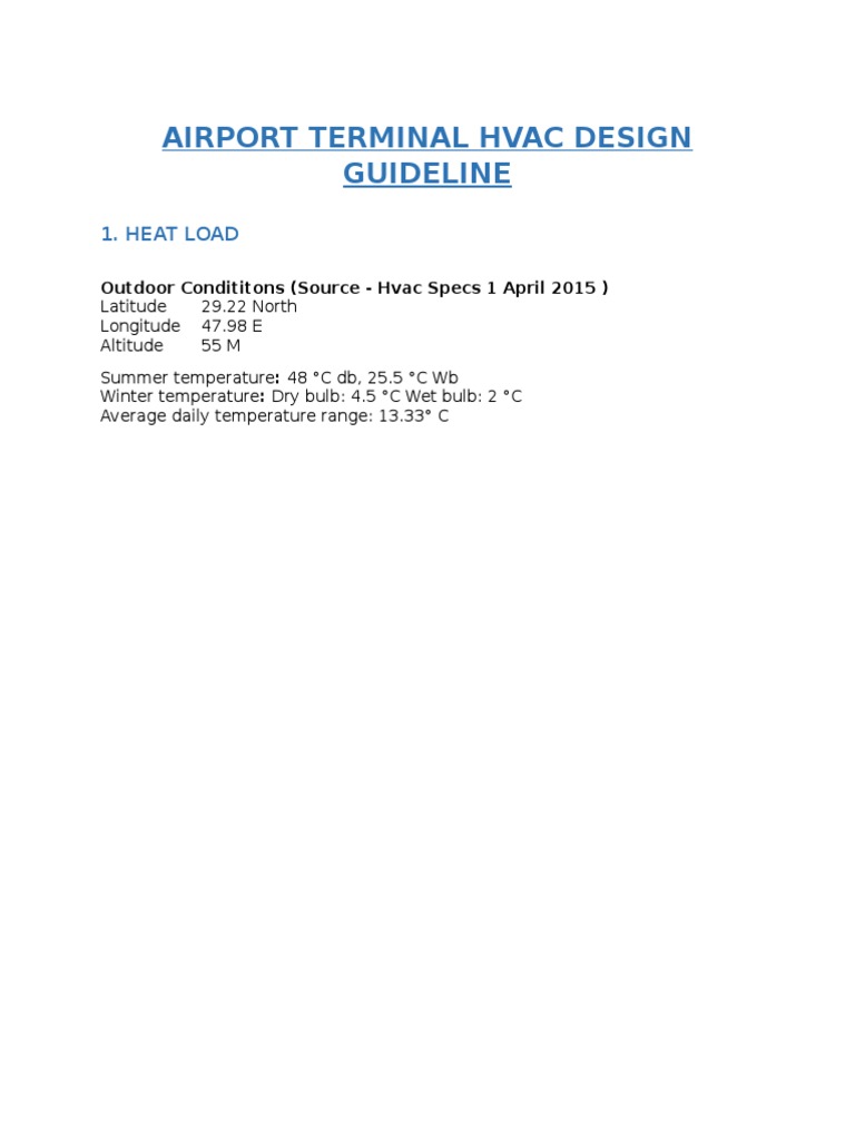 Airport Terminal Hvac Design Guideline PDF Ventilation