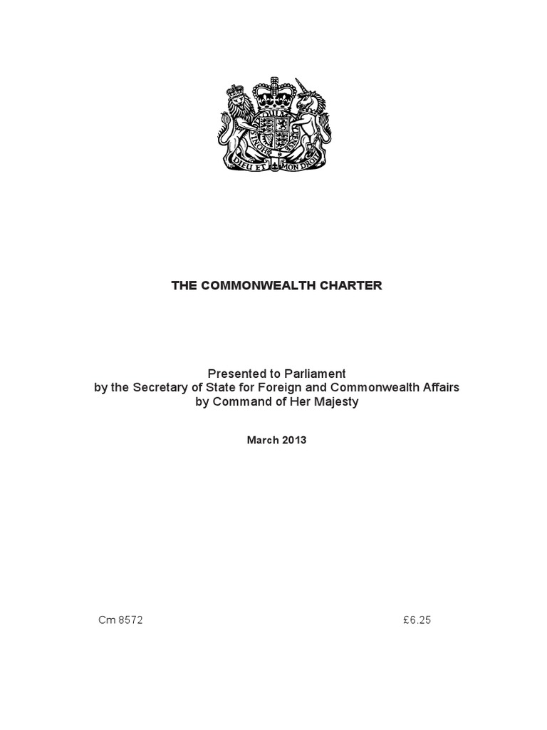 Commonwealth Charter Commonwealth Of Nations Sustainability