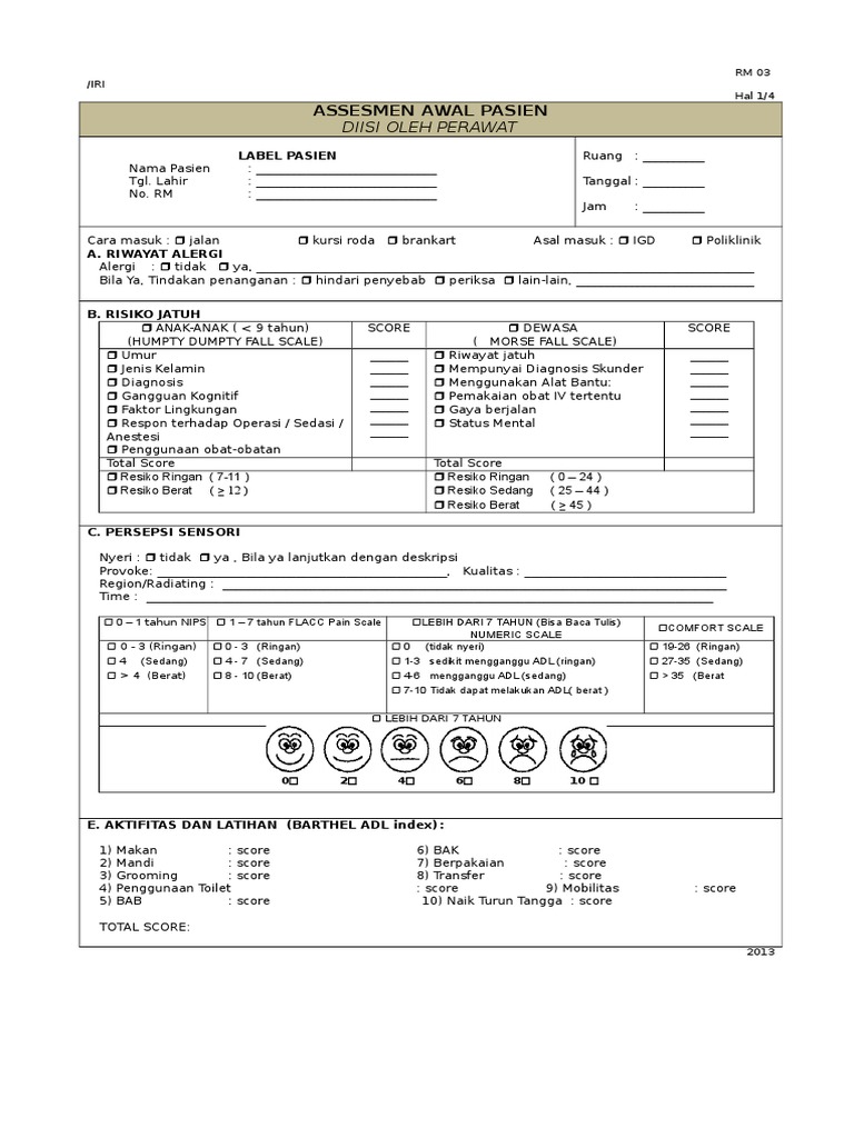 Contoh Asesmen Keperawatan Rawat Inap | PDF