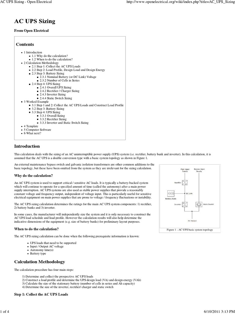 AC UPS Sizing Calculation Guide | PDF | Power Inverter | Rectifier