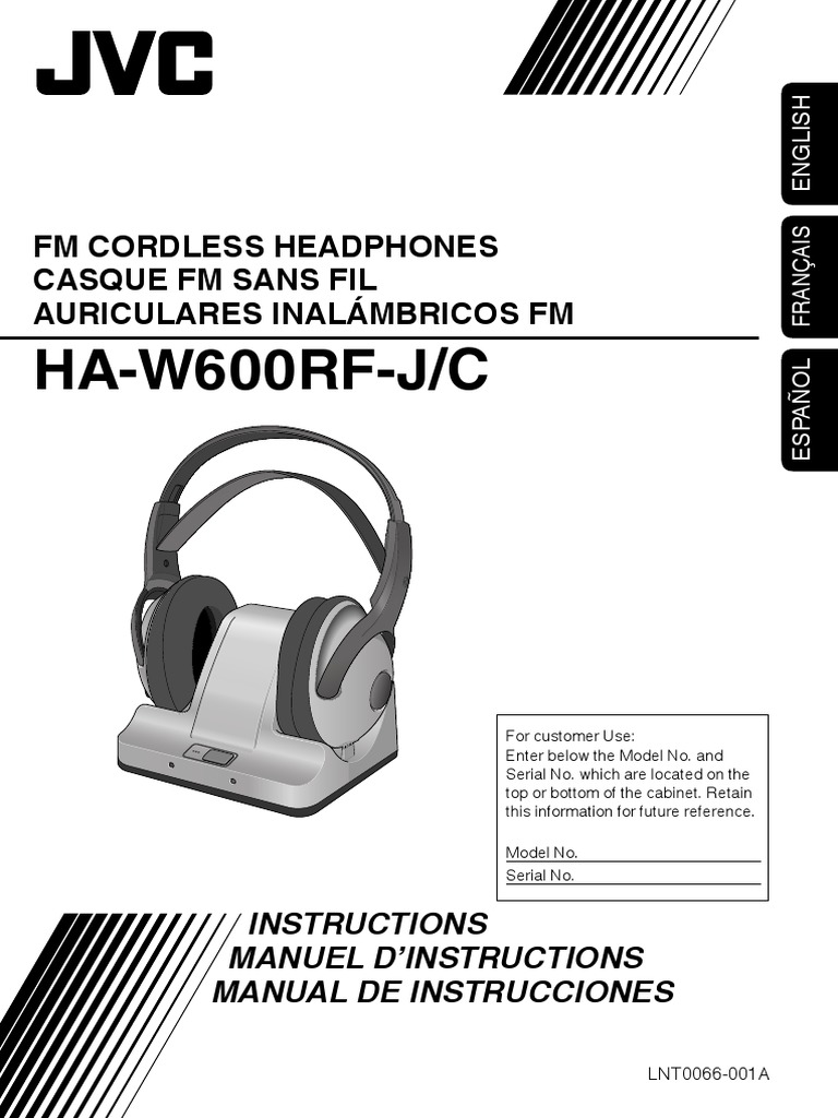 JVC HAW600RF Headphones User Manual Headphones Battery Charger