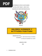 Ensayo Los Valores Humanos y Las Actitudes Positivas