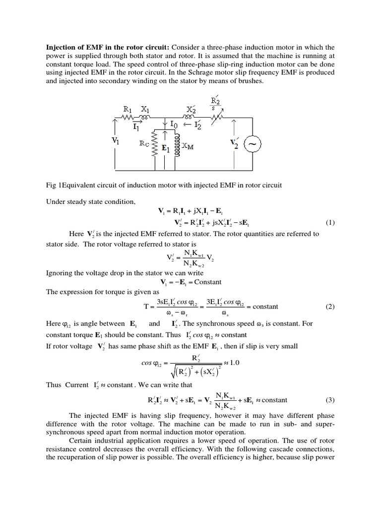 Rotor EMF Injection for Speed Control | PDF | Electric Motor | Rectifier