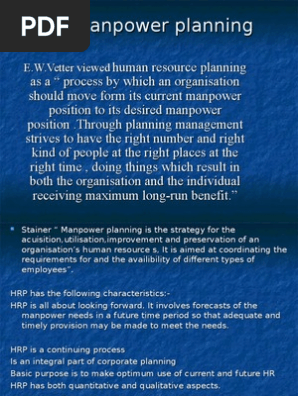 Manpower Planning