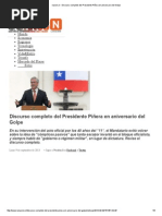 Piñera, Sebastián - Discurso 40 Años Del Golpe Militar