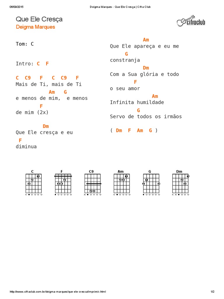 Deigma Marques - Que Ele Cresça - Cifra Club PDF | PDF