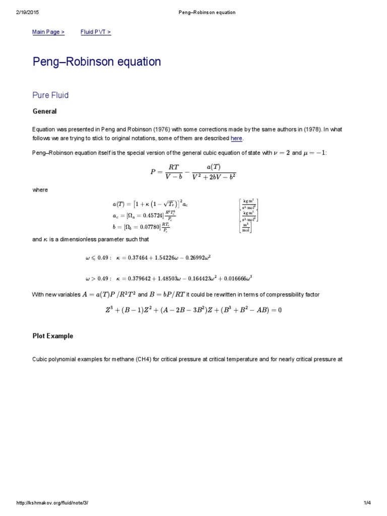 Peng-Robinson Equation | PDF | Statistical Mechanics | Physical Chemistry