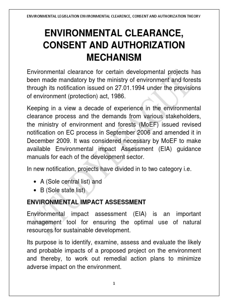 Environmental Clearance Process in India | PDF | Environmental Impact ...