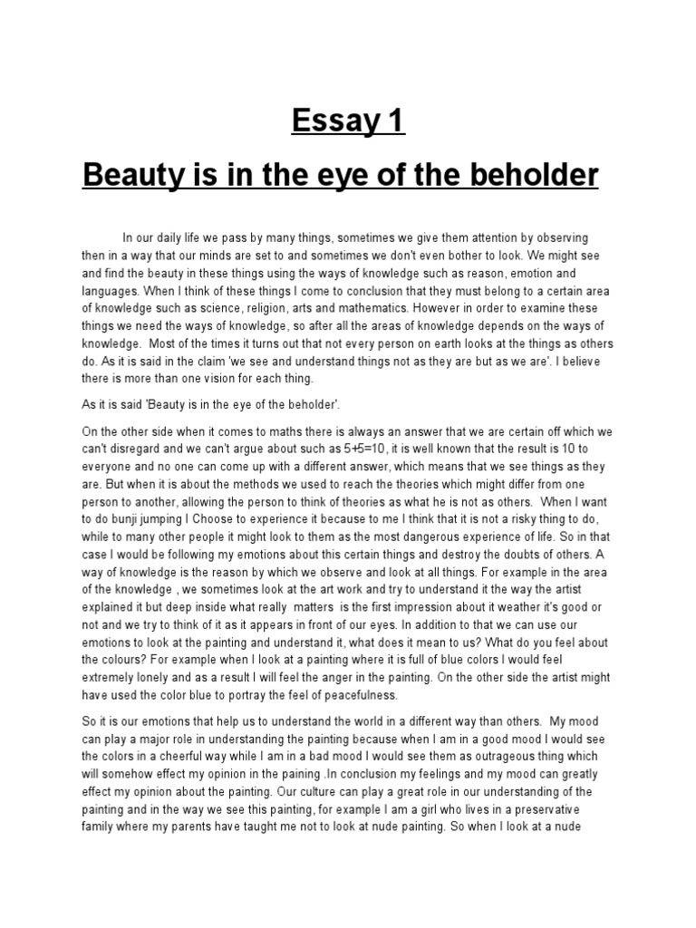 Beauty in The Eyes of Beholder | PDF | Beauty | Knowledge