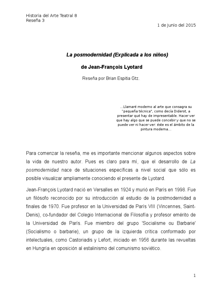 An lisis Detallado De La Vida Y Pensamiento De Jean Fran ois Lyotard Y