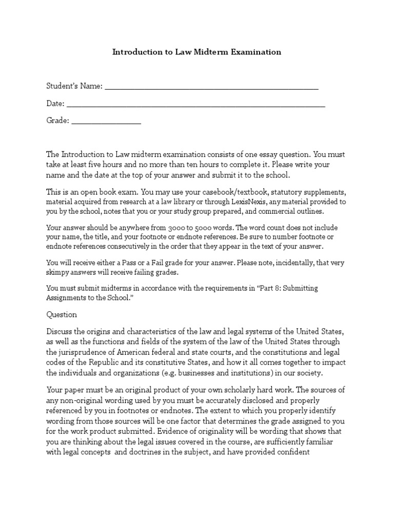 Law Midterm Guide for Students | PDF