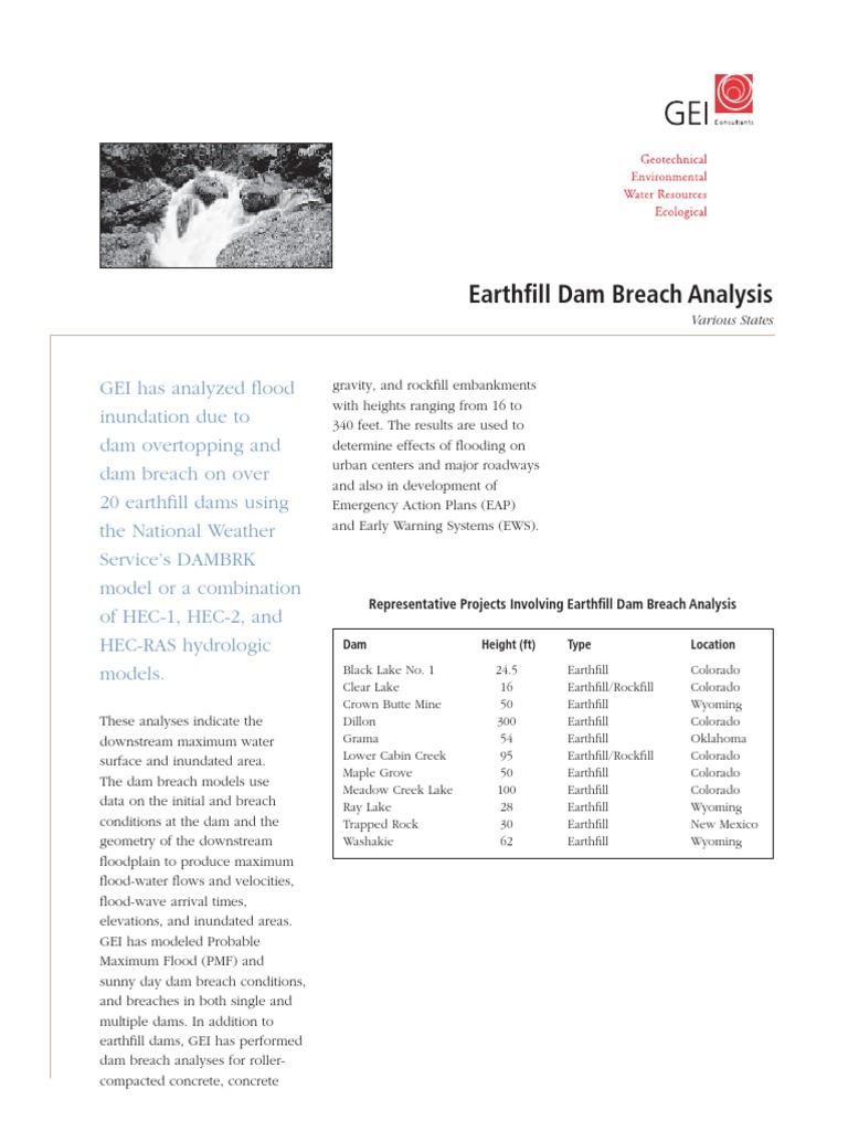 Earthfill Dam Breach Analysis | PDF | Dam | Flood
