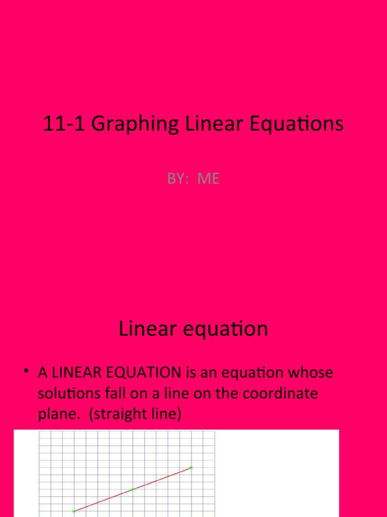 11-1 Graphing Linear Equations | PDF | Mathematical Relations | Equations