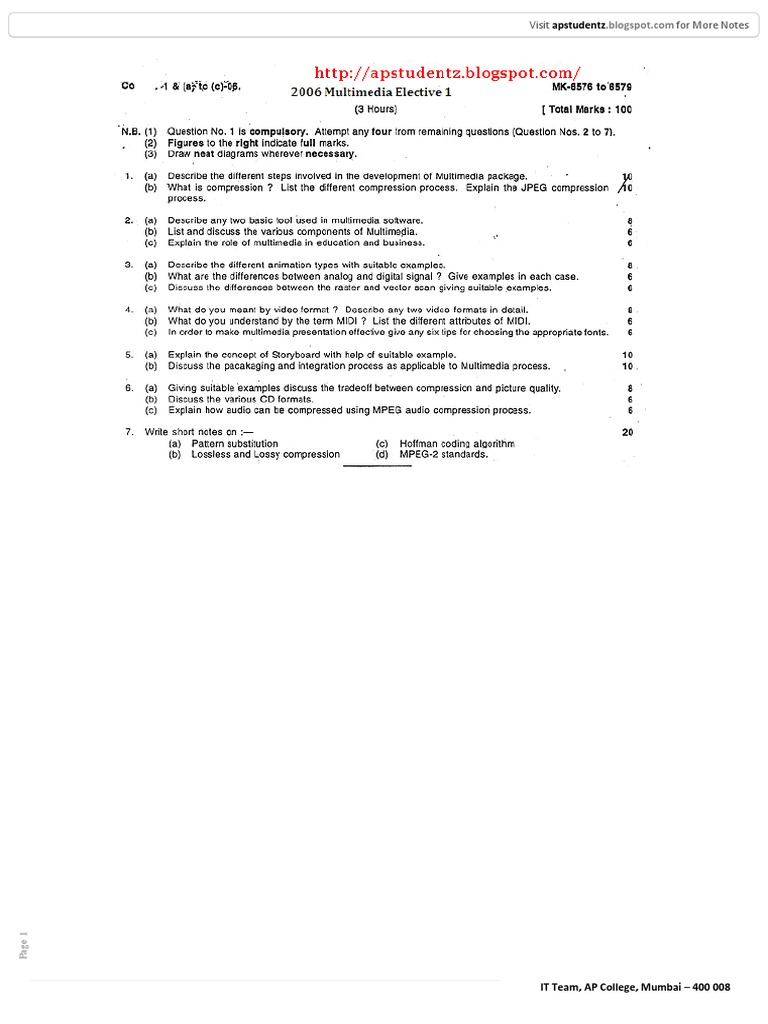 2006 Multimedia Elective 1 PDF