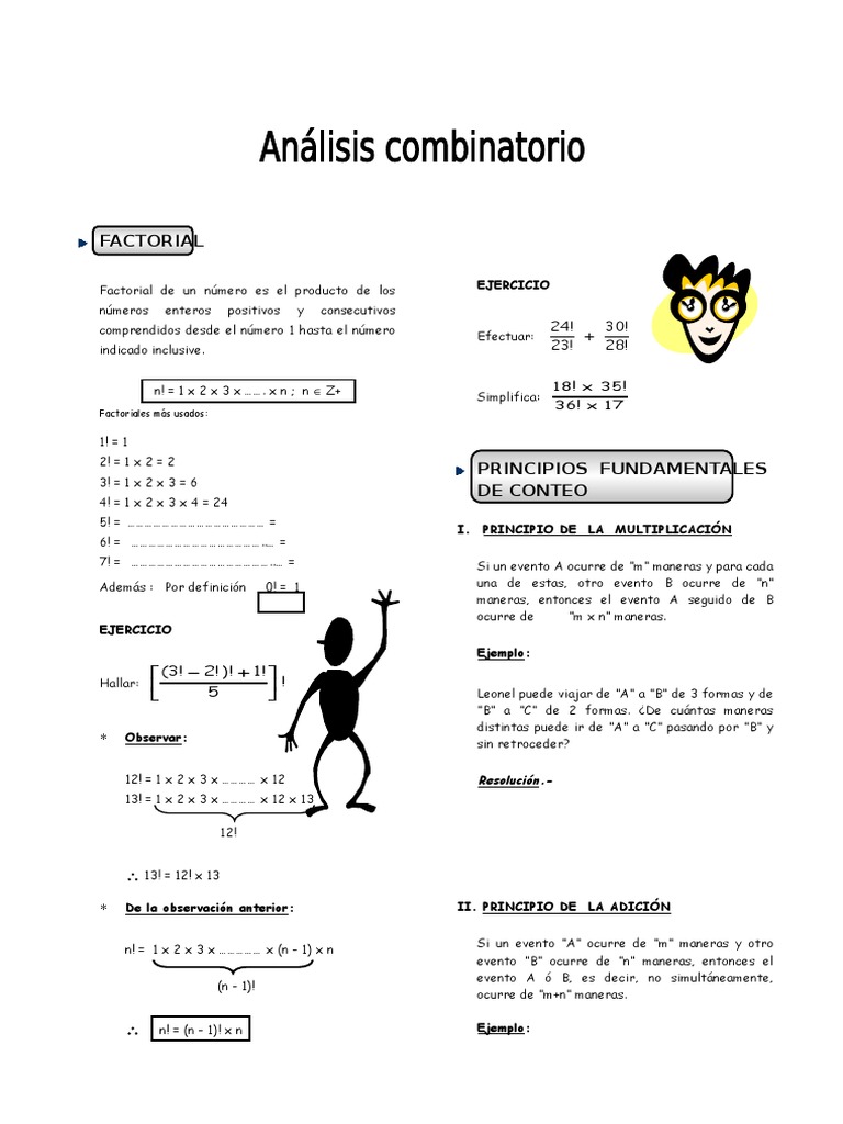 Análisis Combinatorio y Factoriales | PDF | Permutación | Matemáticas ...