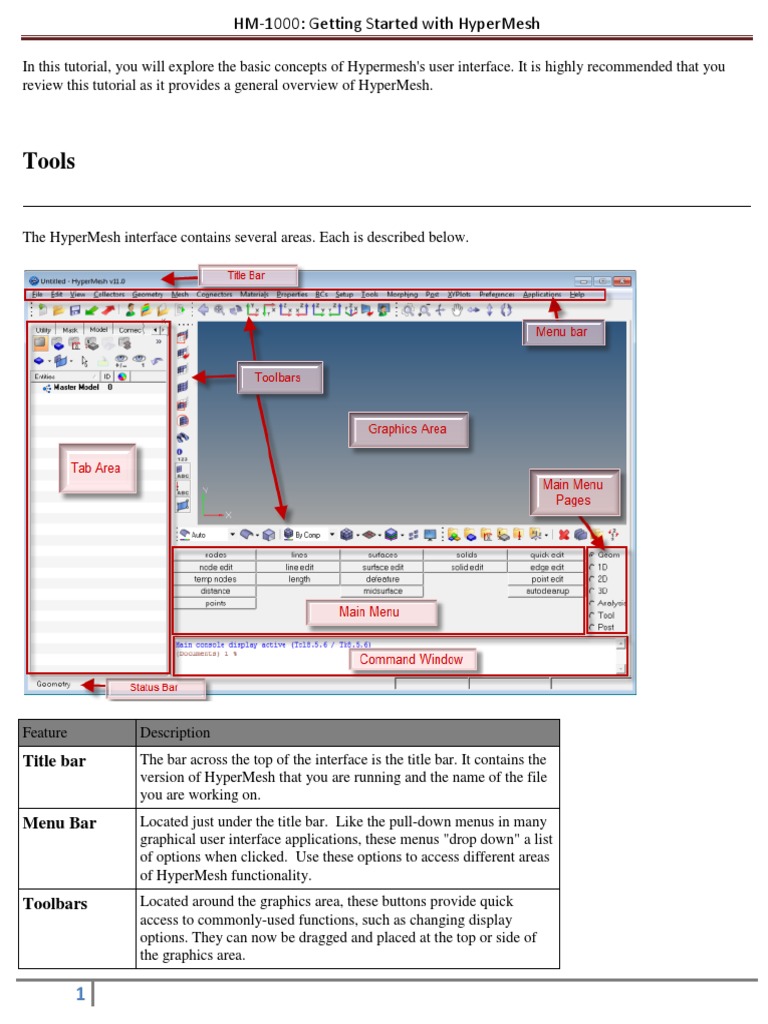 HM-1000 - Getting Started With HyperMesh | PDF | Tab (Gui) | Menu ...
