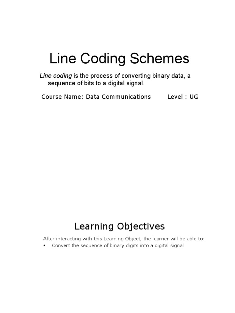 Line Coding Schemes | PDF | Digital Signal | Data Transmission