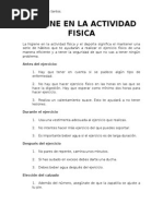 Higiene en La Actividad Fisica