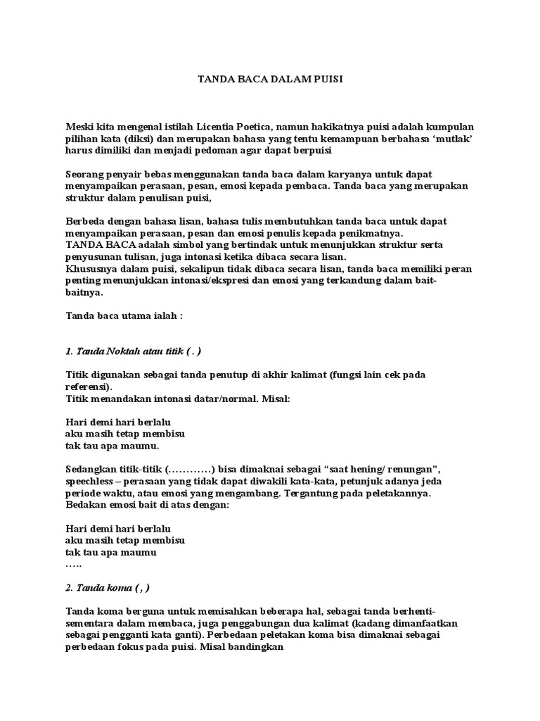 Tanda Baca Dalam Puisi Pdf