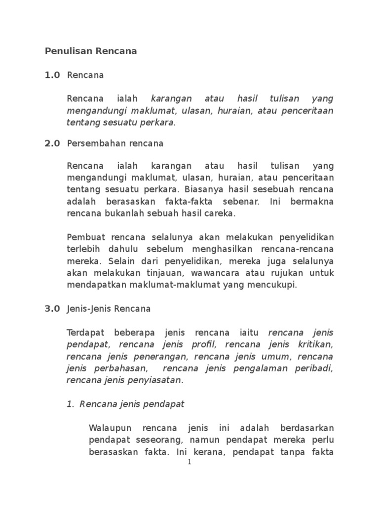 Contoh Penulisan Rencana Terbaik | PDF