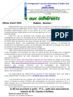 lettre aux adherents édition avril 2010