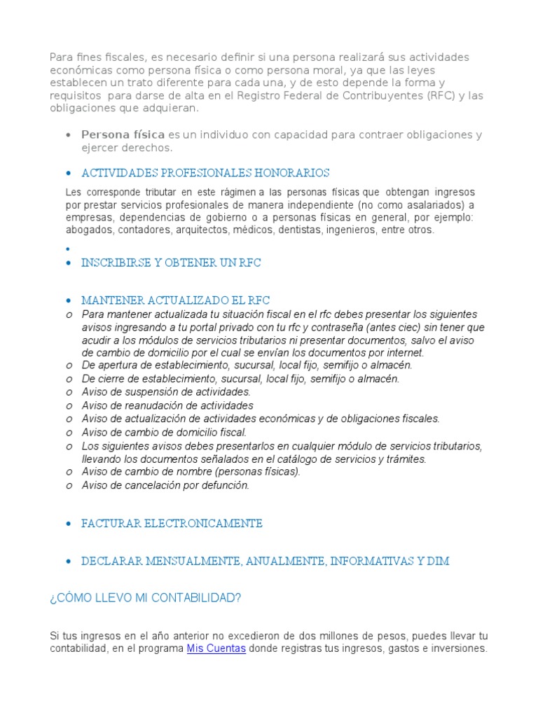 Personas Fisicas y Morales y Sus Obligaciones | PDF | Impuesto sobre la ...