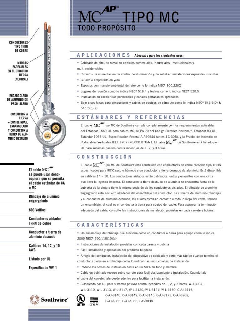 Mcap Tipo MC | PDF | Armadura | Conductor electrico